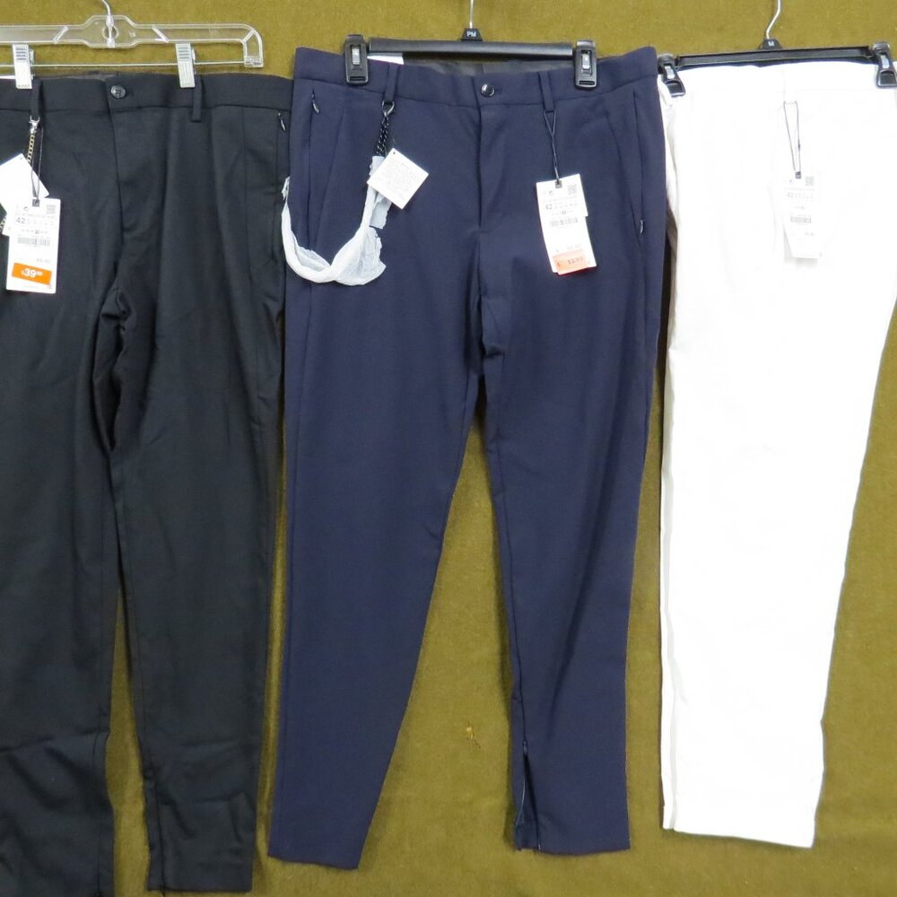 Lot of 3 Zara Men's Dress Casual Pants 32X27 Blue Black White